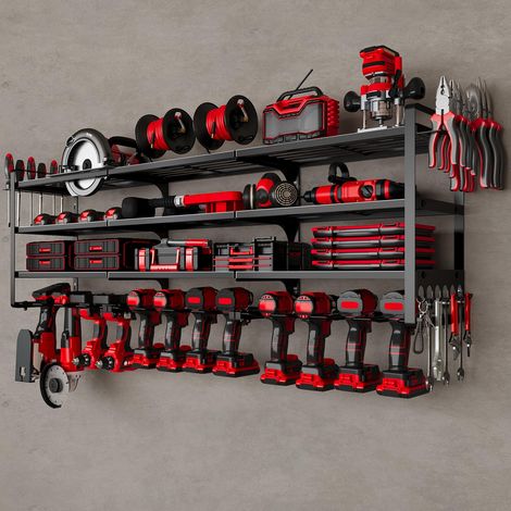 Grand support mural pour outils électriques, 12 supports de perceuse pour garage, atelier (1/5)