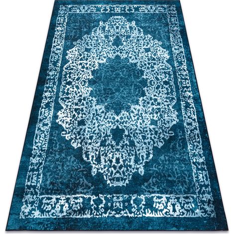ANTIKA Teppich 123 tek, modernes Ornament, waschbar - blau blue 120x170 cm