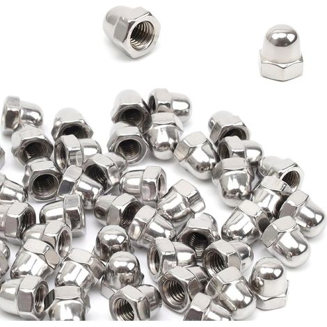 50 Pièces Cache Ecrou en Acier Inoxydable M8, Écrou de Dôme Argent (1/5)