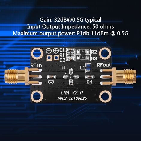 10K-2G LNA – rauscharmer Verstärker mit einer hohen Verstärkung von 31 dB bei 0,5 GHz. Hochlinearer HF-Verstärker mit hoher Verstärkung, hergestellt von Nanwei Electronics. (1/5)