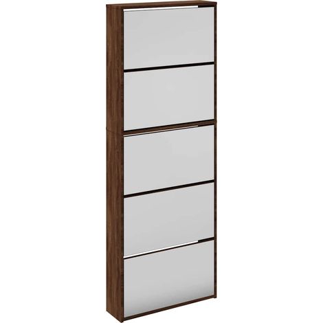 Maison Exclusive - Scarpiera con Specchio a 5 Livelli Rovere Marrone 63x17x169,5cm