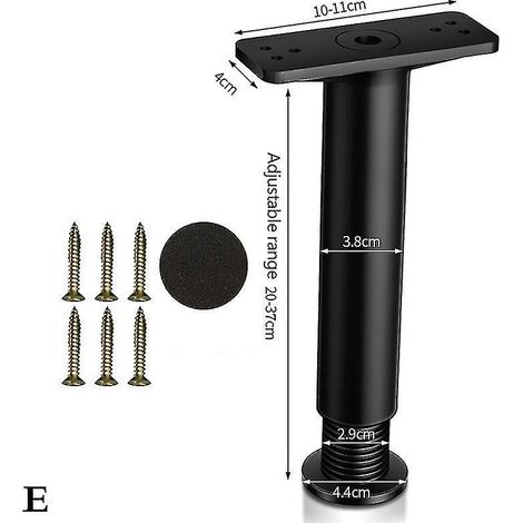 Pied de support télescopique pour cadre de lit en bois non massif, barre de support inférieure pour étagère - Longueur : 20 à 37 cm - Noir (1/5)