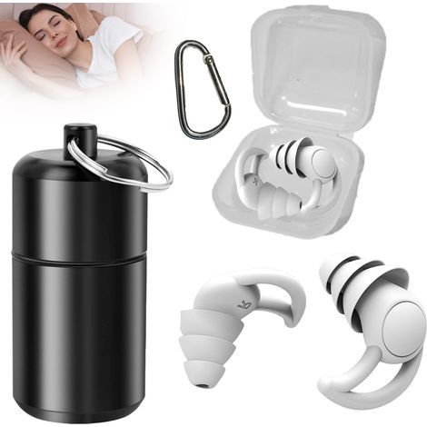 Tappi auricolari antirumore, 2 paia di tappi auricolari regolabili, riutilizzabili, per ridurre il russare (con custodia) (1/5)