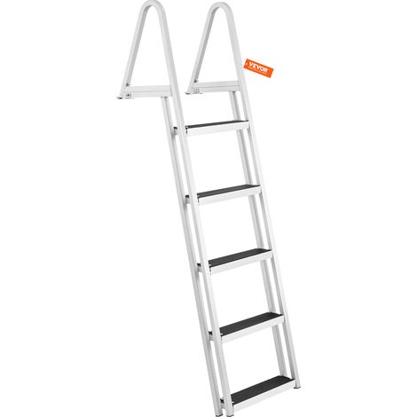VEVOR Dockleiter 5 abnehmbare Stufen 159 kg Tragkraft Pontonbootleiter aus Aluminiumlegierung mit ca.10cm breiter Stufe und rutschfester Gummimatte zum Einsteigen in Schiffe/Seen/Schwimmbäder/Meere (1/5)