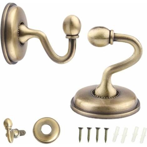 2Pcs Embrasses de Rideaux Crochets,Rideau Crochet en Bronze,Vintage U Support Mural Crochet pour Suspendre Les Rideaux,Chapeau,Vest