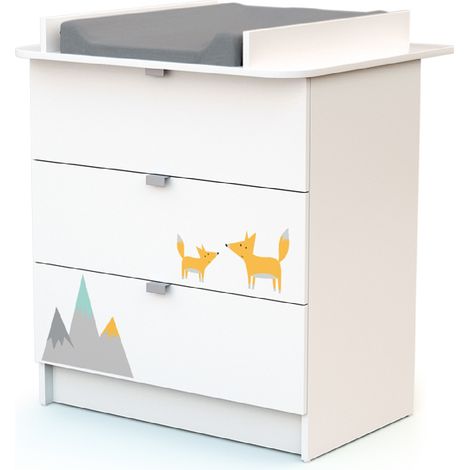 Commode 3 tiroirs avec plan à langer AT4 Webaby Renard (1/4)