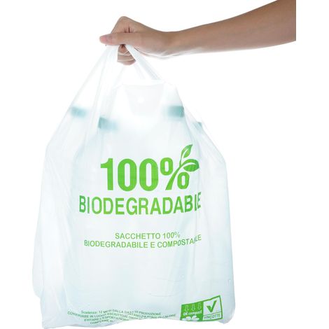 Lot de 100 sacs poubelle bio de 10 litres - pour les poubelles biologiques, les poubelles à compost de cuisine - Sacs poubelle bio avec poignée - Sacs poubelle bio pour aliments (1/5)
