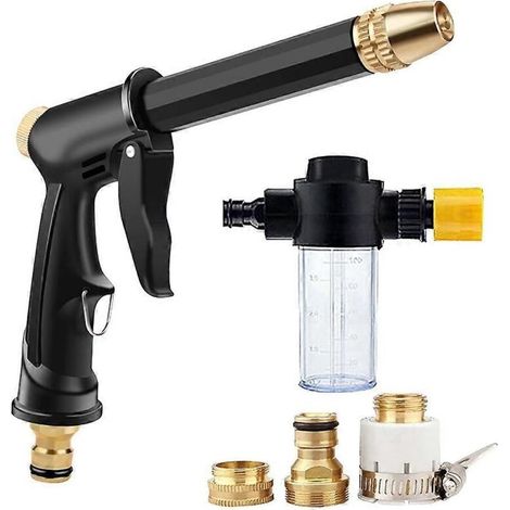 High Pressure Water Spray Car Washing Garden Tool with Three Connector Foam Pot Portable Garden Hose Nozzle (1/5)