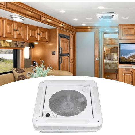 12V 3,6W Dachventilator für Wohnmobile, Vorwärts-/Rückwärtsrotation, mit Licht und Moskitonetz (weiße Abdeckung) (1/5)