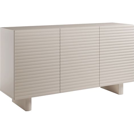 Vente-Unique – Buffet 3 portes en MDF beige – Dimensions 150x81.3x41.8 cm – Finition mélaminé – Mécanisme push to open – Éco-responsable fabriqué en Europe (1/4)