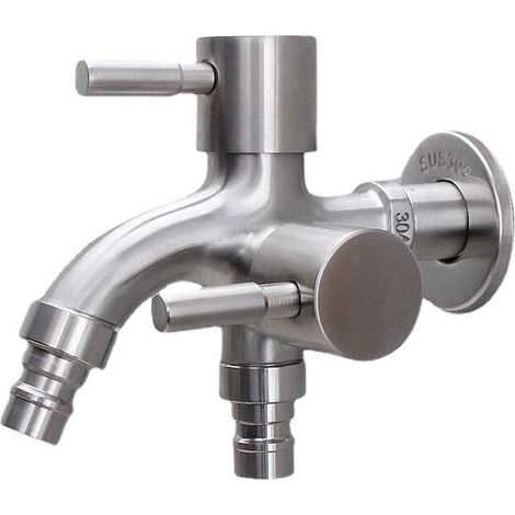Doppelhahn für Garten, Waschmaschinenanschluss, Frostschutzhahn, 1/2"-Doppelausgangshahn, Außenwasserhahn für Garten, Küche, Bad, Waschmaschine und Balkon (1/4)