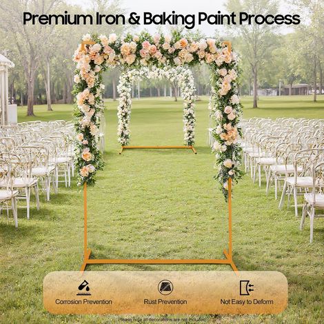 Lot de Supports de Fond pour Arche de Mariage dorée de 2 m x 1,5 m, Cadre Floral, Arche de Mariage, décoration de Cadre de Mariage, Arche de Ballons en métal, kit de Support pour Mariage, réception de (1/5)