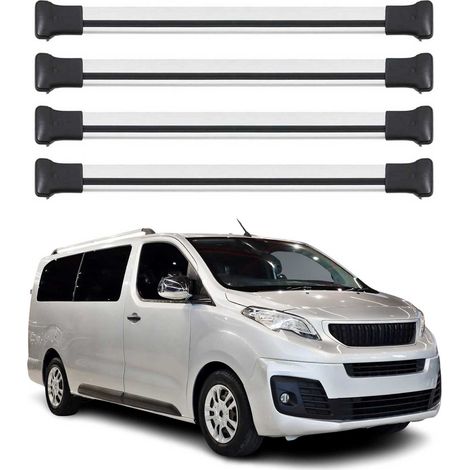 OMAC Barres de toit en aluminium pour Peugeot Expert / Traveller 2016-2026 – TÜV / DIN 75302:2019 – Charge max 75 kg – 4 barres Argent (1/4)
