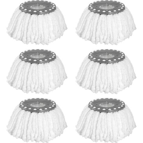6 Pcs Tête Microfibre Balai, Rond Tête de Vadrouille Rechange Rotative à 360, Rond Têtes Mop à Franges Universelles pour Balai Rotatif Standard (1/5)