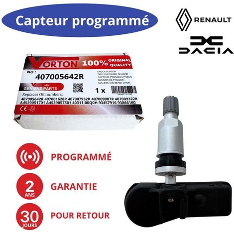 Sensore di pressione pneumatici TPMS 433MHz preprogrammato – Compatibile con Dacia, Renault, Smart, Opel, Mercedes