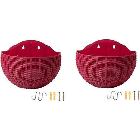 Burgundy Balcony suspendu plastique pot Succulent pot de fleurs Rattan pot de fleurs (1/5)