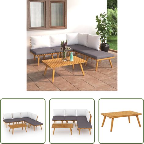 Holzsofa - 6-tlg. Garten-Lounge-Set mit Kissen Massivholz Akazie (1/5)