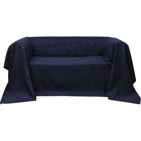 Micro-Suede Sofaüberwurf Tagesdecke Marineblau 140 x 210 cm vidaXL