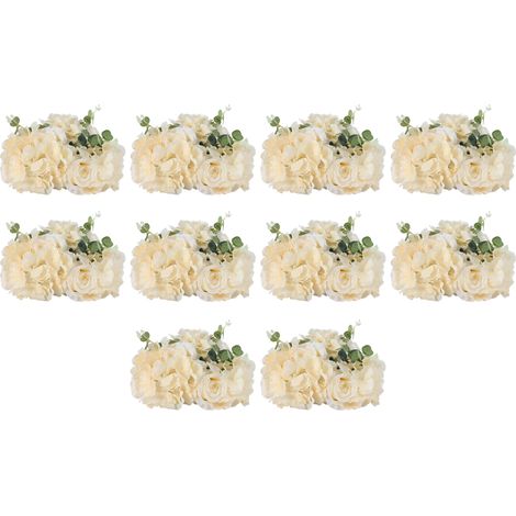 Lot de 10 boules florales artificielles, bouquets de fleurs, boules de roses, pour centre de table, décoration de mariage, banquet et fête (30x20 cm) (1/5)