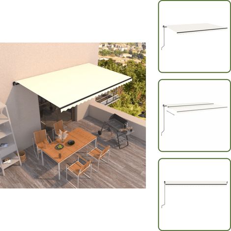 Auvent manuel rétractable 500x300 cm Crème - Auvent Retractable - Store Banne - Parasol - Abri Solaire - Jardin (1/5)
