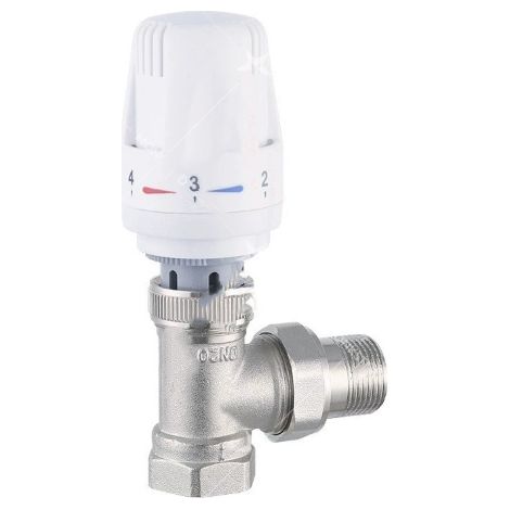 1/2" (15×21) Thermostatventil + Rückschlagventil Komplettset, wasserdichte Verschraubung, Heizkörperregler, rechter Winkel, weiß, Flüssigkeitssonde, Frostschutz (1/3)