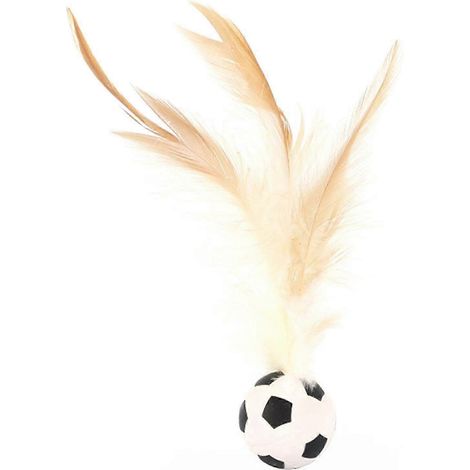 Lot de 3 balles interactives à plumes pour chat, balles rebondissantes d'intérieur pour chat, balles flottantes haute élasticité pour animaux de compagnie (ballons de football) (1/5)