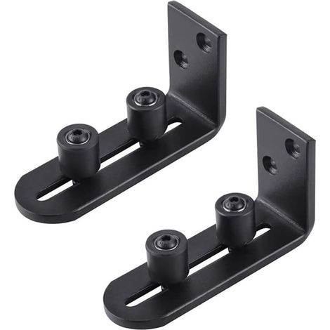 Deux roulettes de guidage inférieures pour porte coulissante de grange- roulettes de guidage pour sol lisse- réglables- adaptées à toutes les tailles de porte. (1/4)