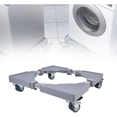 Support de base pour machine à laver, patins de pied, roulettes pivotantes, tambour réglable en hauteur, support de rangement universel (1/5)