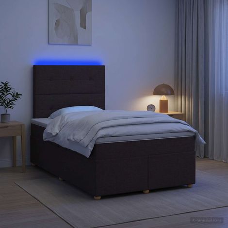 vidaXL Cama box spring con colchón Marrón Oscuro 120 x 200 cm Tela (1/5)