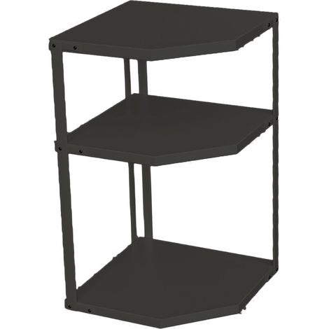 Étagère d'angle de cuisine compacte en forme d'éventail, gain de place, stable, en acier au carbone, support pour casseroles et poêles, 3 niveaux, noir, 27 x 27 x 45,5 cm (1/5)