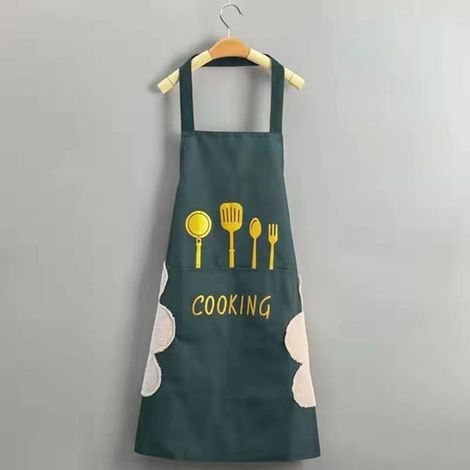 Confezione da 2 grembiuli da cucina, unisex, per catering, facilmente regolabili, verdi e marroni (1/4)