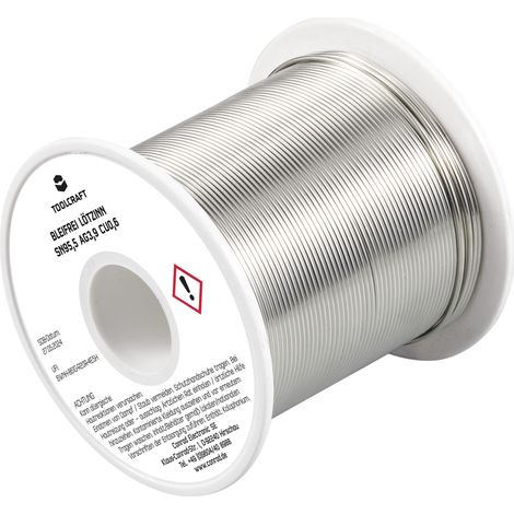 TOOLCRAFT TO-9503316 Lötzinn, bleifrei Spule Sn95,5Ag3,9Cu0,6 ROL1 250 g 1 mm (1/3)