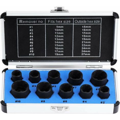 Jeux De Douilles, Extracteur D'Écrous, Douille Pour Extracteur De Boulon Endommagés 9-19Mm (10Pcs)