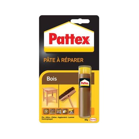 Pattex Répar'Bois - Pâte à réparer couleur bois - Répare, colmate, fixe, reconstitue la matière - Bâton de 48 g