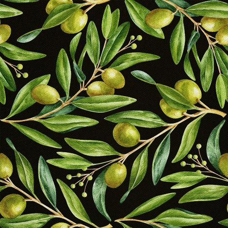 Tela decorativa para exteriores estilo oxford con estampado de ramas de olivo verdes. (1/5)