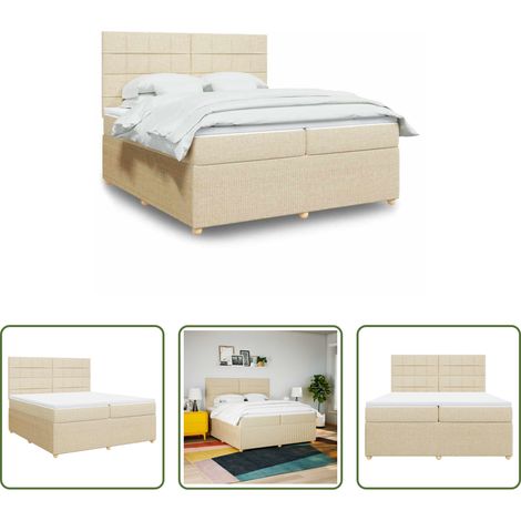 vidaXL Taschenfederkern - Boxspringbett mit Matratze Creme 200x200 cm Stoff (1/5)