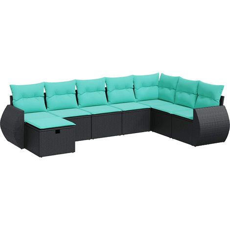Maison Exclusive - Set Divani da Giardino con Cuscini 8 pz Nero in Polyrattan (1/5)