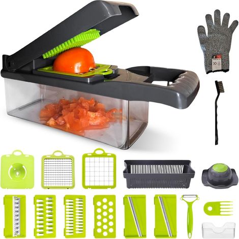 APEX mandoline cuisine 16en1,coupe legumes multifonctions avec notice incluse–hachoir manuel,rapeuse legume, coupe oignon,decoupe legumes (1/5)
