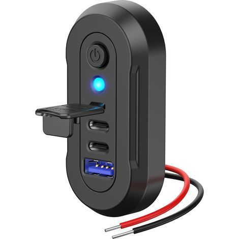 Prise USB 12V pour Camping-Car à 3 Ports, Double PD 30W et Chargeur Rapide QC3.0 pour Voiture avec Voyant Bleu et Interrupteur, Panneau USB pour Voiture à Fixer au Mur, Accessoires de Recharge (1/5)