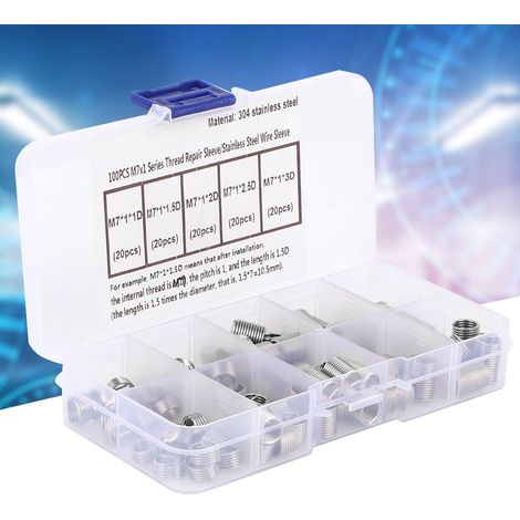 Lot de 100 inserts de réparation de filetage M7 1 en acier inoxydable (1/5)
