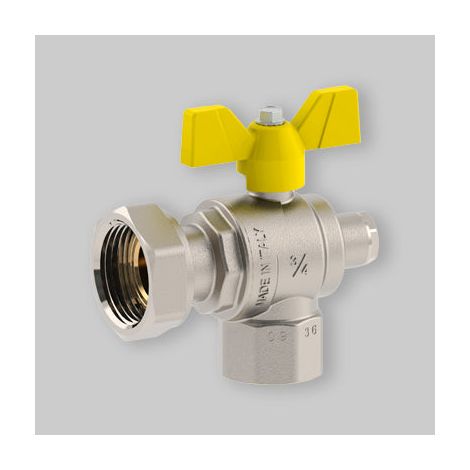 Valvola A Sfera Gas F/F Ad Angolo Con Una Presa Pressione Dado Gir./Farfalla Allum. Fiv 1" X 1"1/4 (1/3)