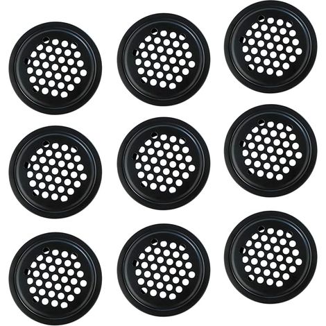 10 Pièces Grille de Ventilation Noire, Couverture de la Grille 25mm, Acier Inoxydable Mailles de Ventilation, Couvercle D'aération pour Armoires, Bibliothèques, Meubles à Chaussures (1/5)