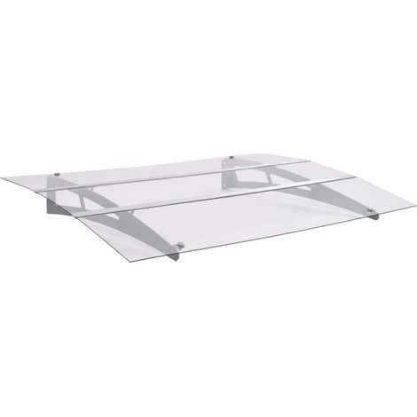 Auvent Marquise de Porte Moderne - Anti-Soleil Imperméable - Argenté et transparent 120x90 cm Polycarbonate Chic-851756 (1/5)