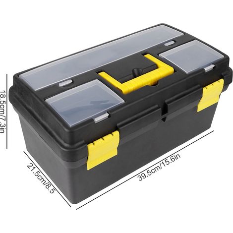 Werkzeugaufbewahrungsbox G-559-3 aus Kunststoff mit großem Fassungsvermögen, Vorhängeschloss und herausnehmbaren Fächern (1/5)
