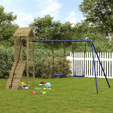 Aire de Jeux d'extérieur Maisonnette de jeu Maison enfant exterieur bois de pin imprégné 97791 (1/5)