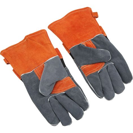 1 Paire de Gants de Protection Thermique en Cuir pour Barbecue, Four et Cuisine - Résistants à la Chaleur jusqu'à 500°C (1/5)