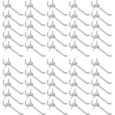50 crochets pour panneau perforé, crochets pour étagère murale, crochets de rangement pour outils de garage, crochets de suspension pour étagère murale (1/4)