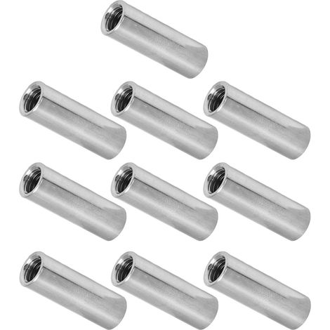 Lot de 10 écrous de raccordement à filetage femelle, connecteurs de tige ronde en acier inoxydable 304, M10x1,5, longueur 40 mm (14 pouces). (1/5)