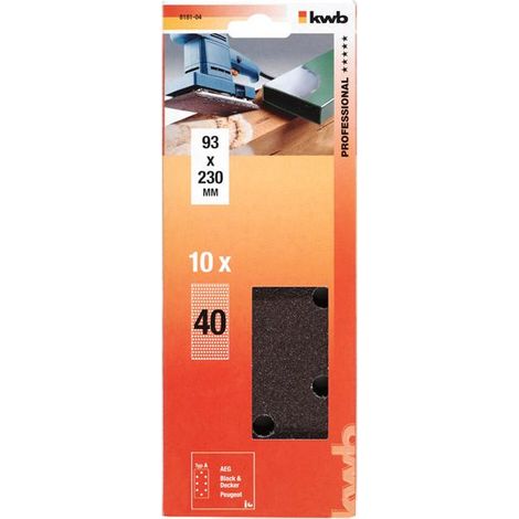 Papel de lija kwb 10 hojas grano 40 marrón