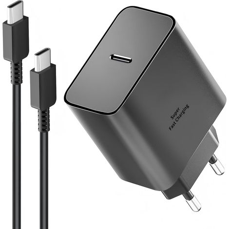 45W Chargeur USB C,Secteur Charge Rapide Type C pour Samsung Galaxy S26/S25/S24/S23/S22/S21/S20/Ultra/Note 20/S10/S9,A54,A53,Z Fold/Z Flip/Tab,Prise Secteur USBC Adapteur Mural avec 3M Câble,Noir (1/5)